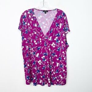 LANE BRYANT | V-Neck Floral Print Jersey‎ Knit Blouse Top Sz. 22/24